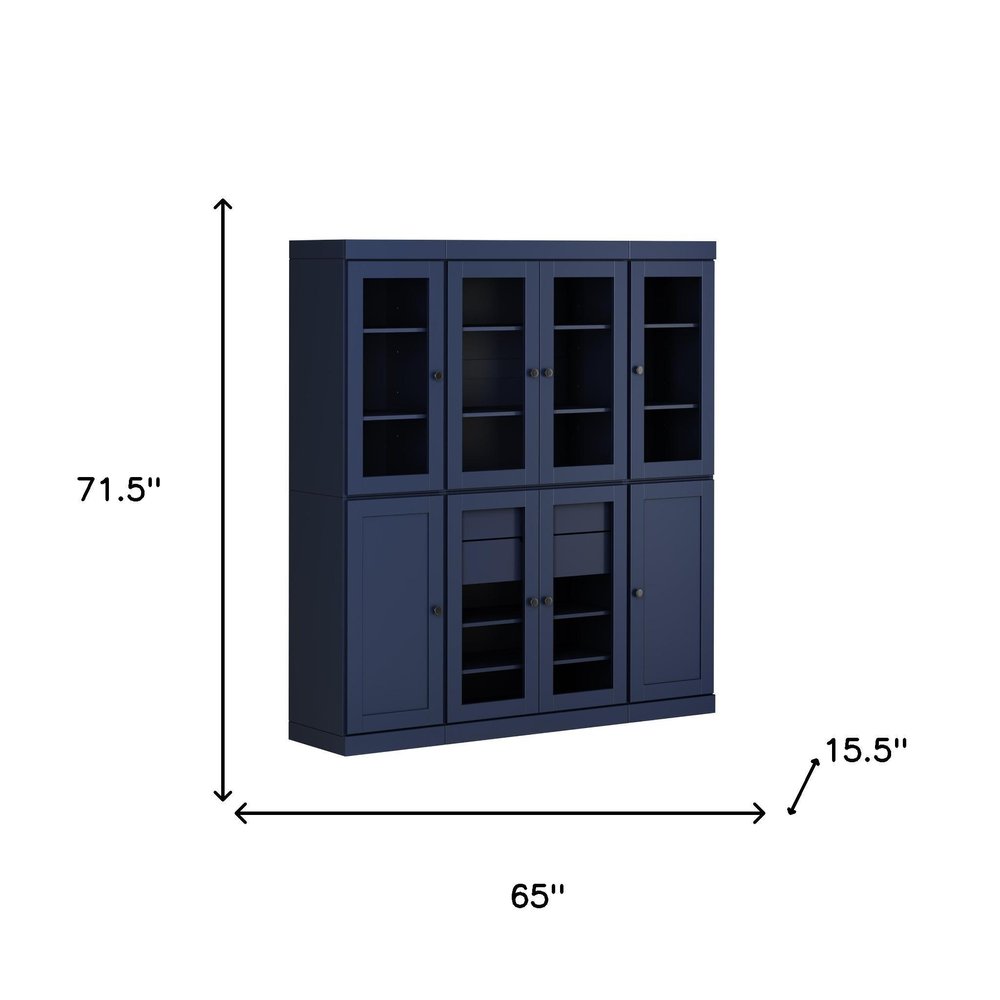 72" French Blue Solid Wood 8 Two Drawer Pantry Or Storage Closet HomeRoots