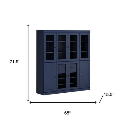 72" French Blue Solid Wood 8 Two Drawer Pantry Or Storage Closet HomeRoots