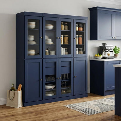 72" French Blue Solid Wood 8 Two Drawer Pantry Or Storage Closet HomeRoots