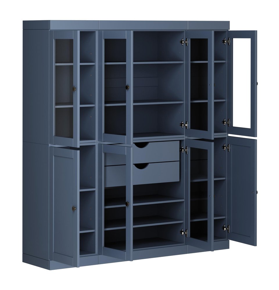 72" Navy Blue Solid Wood 8 Two Drawer Pantry Or Storage Closet HomeRoots