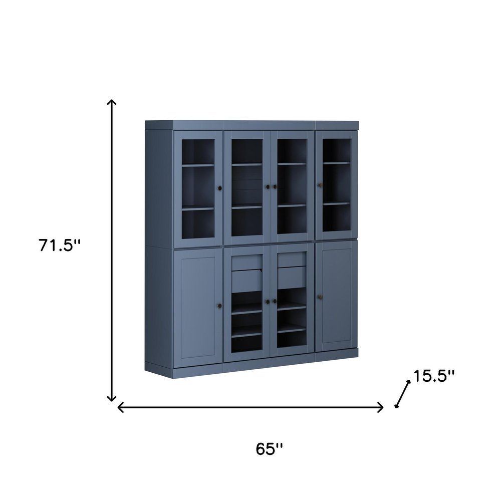 72" Navy Blue Solid Wood 8 Two Drawer Pantry Or Storage Closet — view 3
