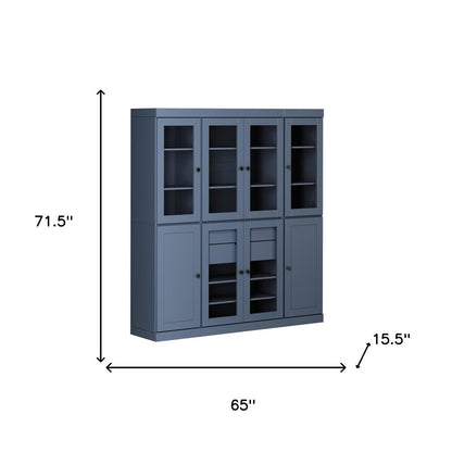 72" Navy Blue Solid Wood 8 Two Drawer Pantry Or Storage Closet HomeRoots
