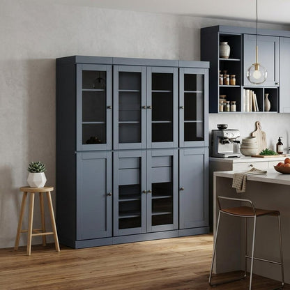 72" Navy Blue Solid Wood 8 Two Drawer Pantry Or Storage Closet HomeRoots