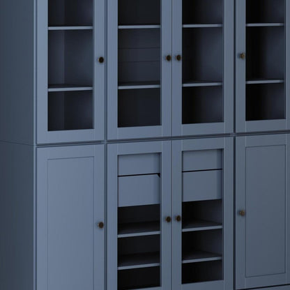 72" Navy Blue Solid Wood 8 Two Drawer Pantry Or Storage Closet