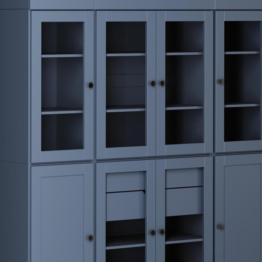 72" Navy Blue Solid Wood 8 Two Drawer Pantry Or Storage Closet — view 6