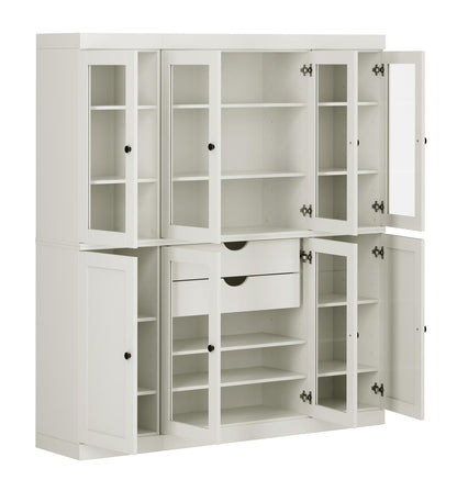 72" Off White Solid Wood 8 Two Drawer Pantry Or Storage Closet HomeRoots