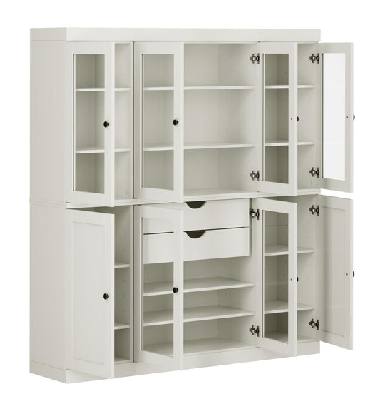 72" Off White Solid Wood 8 Two Drawer Pantry Or Storage Closet HomeRoots