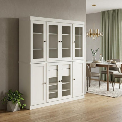 72" Off White Solid Wood 8 Two Drawer Pantry Or Storage Closet HomeRoots