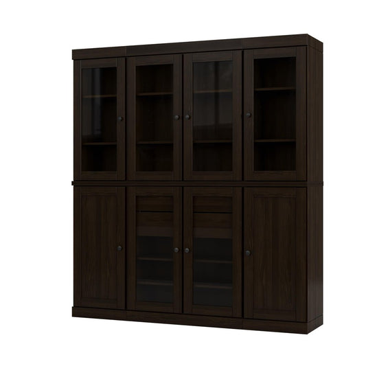 72" Espresso Solid Wood 8 Two Drawer Pantry Or Storage Closet HomeRoots