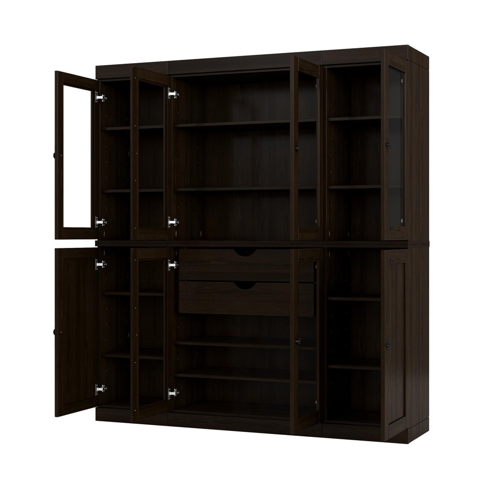 72" Espresso Solid Wood 8 Two Drawer Pantry Or Storage Closet — view 2