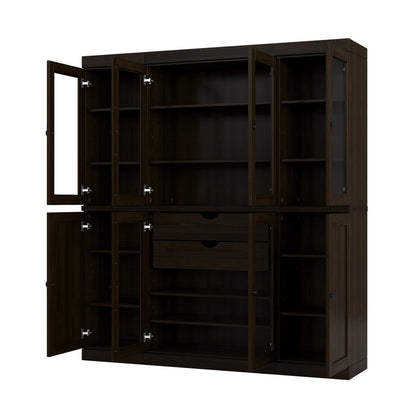 72" Espresso Solid Wood 8 Two Drawer Pantry Or Storage Closet HomeRoots