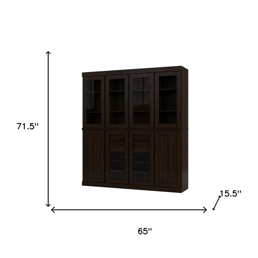 72" Espresso Solid Wood 8 Two Drawer Pantry Or Storage Closet — view 3