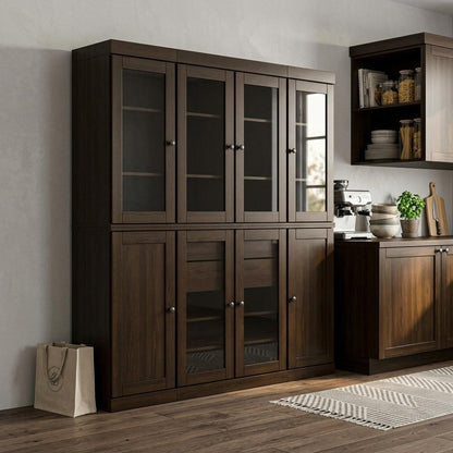 72" Espresso Solid Wood 8 Two Drawer Pantry Or Storage Closet HomeRoots