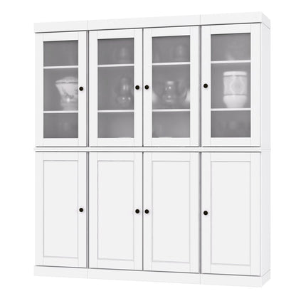 72" White Solid Wood 8 Two Drawer Pantry Or Storage Closet HomeRoots