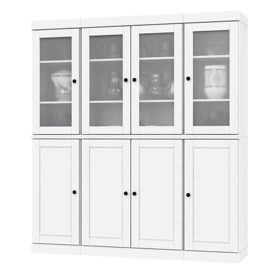 72" White Solid Wood 8 Two Drawer Pantry Or Storage Closet HomeRoots