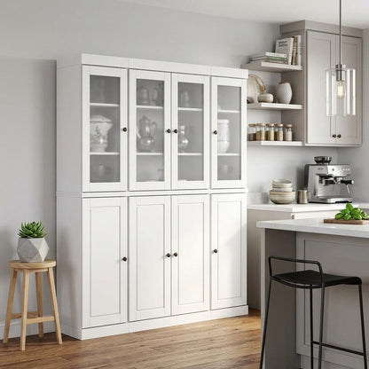 72" White Solid Wood 8 Two Drawer Pantry Or Storage Closet HomeRoots