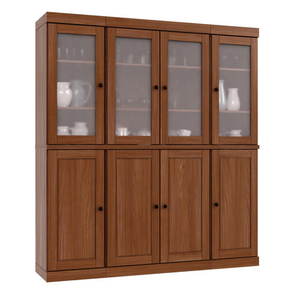 72" Coffee Solid Wood 8 Two Drawer Pantry Or Storage Closet HomeRoots