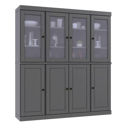 72" Gray Solid Wood 8 Two Drawer Pantry Or Storage Closet HomeRoots