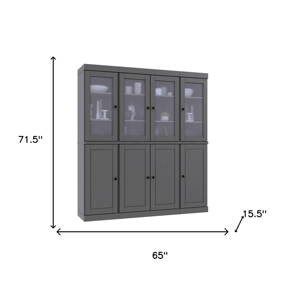 72" Gray Solid Wood 8 Two Drawer Pantry Or Storage Closet — view 1