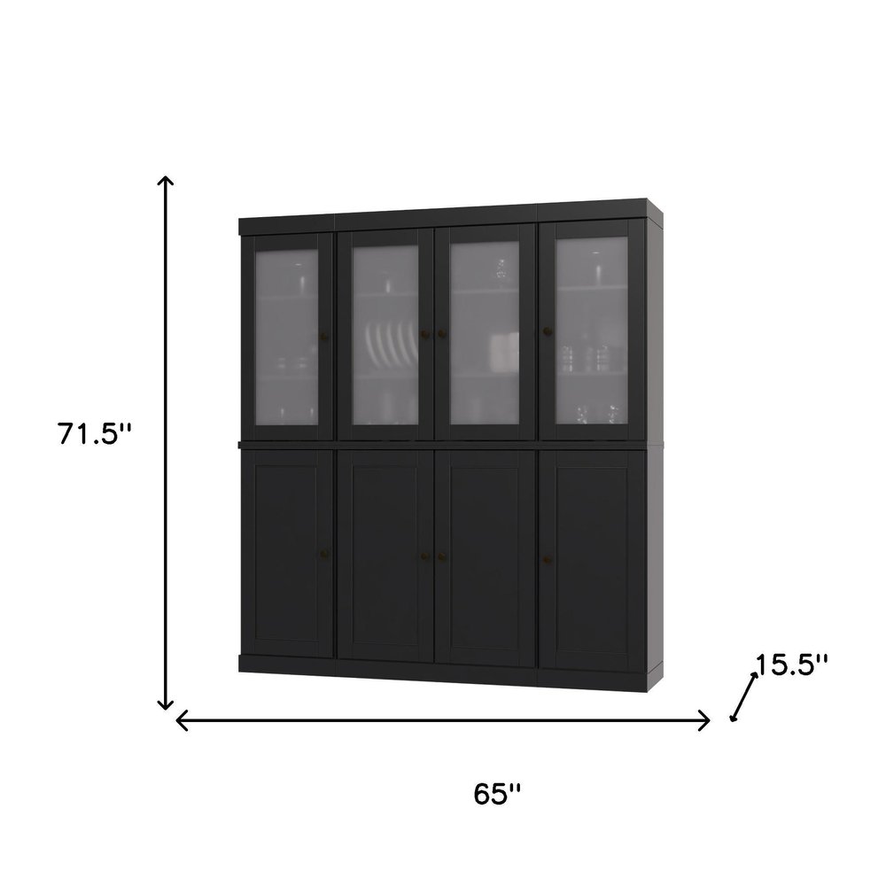 72" Black Solid Wood 8 Two Drawer Pantry Or Storage Closet — view 1