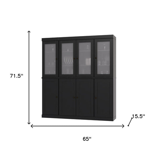 72" Black Solid Wood 8 Two Drawer Pantry Or Storage Closet HomeRoots