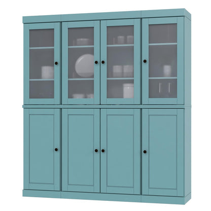 72" Aqua Solid Wood 8 Two Drawer Pantry Or Storage Closet HomeRoots