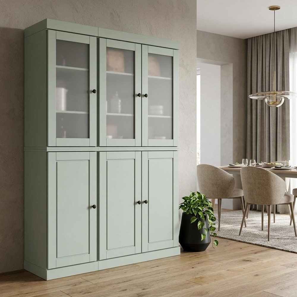 72" Sage Solid Wood 8 Two Drawer Pantry Or Storage Closet HomeRoots