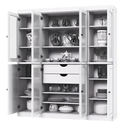 72" White Solid Wood 8 Two Drawer Pantry Or Storage Closet