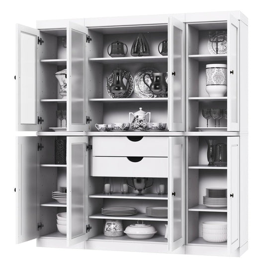 72" White Solid Wood 8 Two Drawer Pantry Or Storage Closet