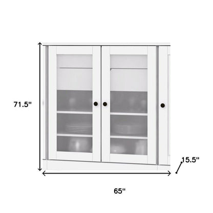 72" White Solid Wood 8 Two Drawer Pantry Or Storage Closet HomeRoots