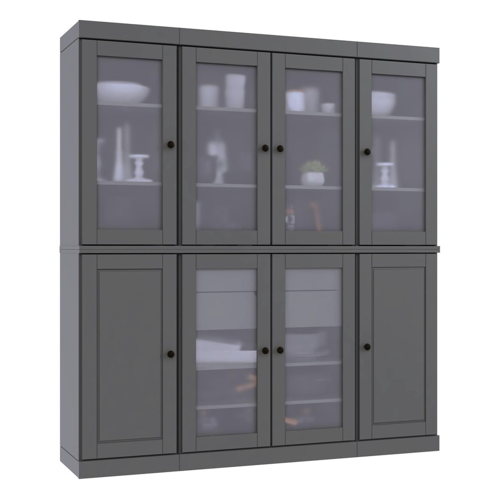 72" Gray Solid Wood 8 Two Drawer Pantry Or Storage Closet HomeRoots