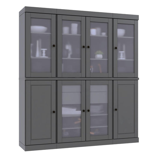 72" Gray Solid Wood 8 Two Drawer Pantry Or Storage Closet HomeRoots