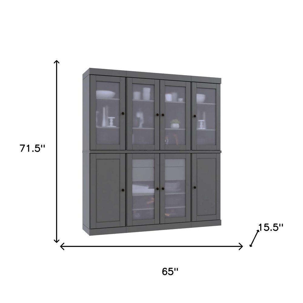 72" Gray Solid Wood 8 Two Drawer Pantry Or Storage Closet — view 1