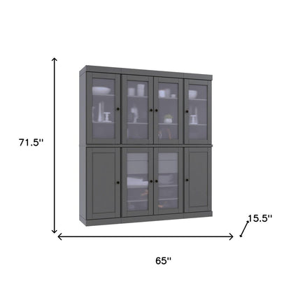 72" Gray Solid Wood 8 Two Drawer Pantry Or Storage Closet
