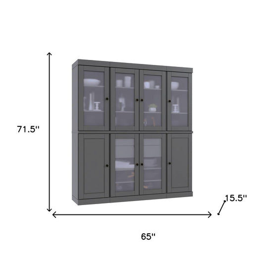 72" Gray Solid Wood 8 Two Drawer Pantry Or Storage Closet