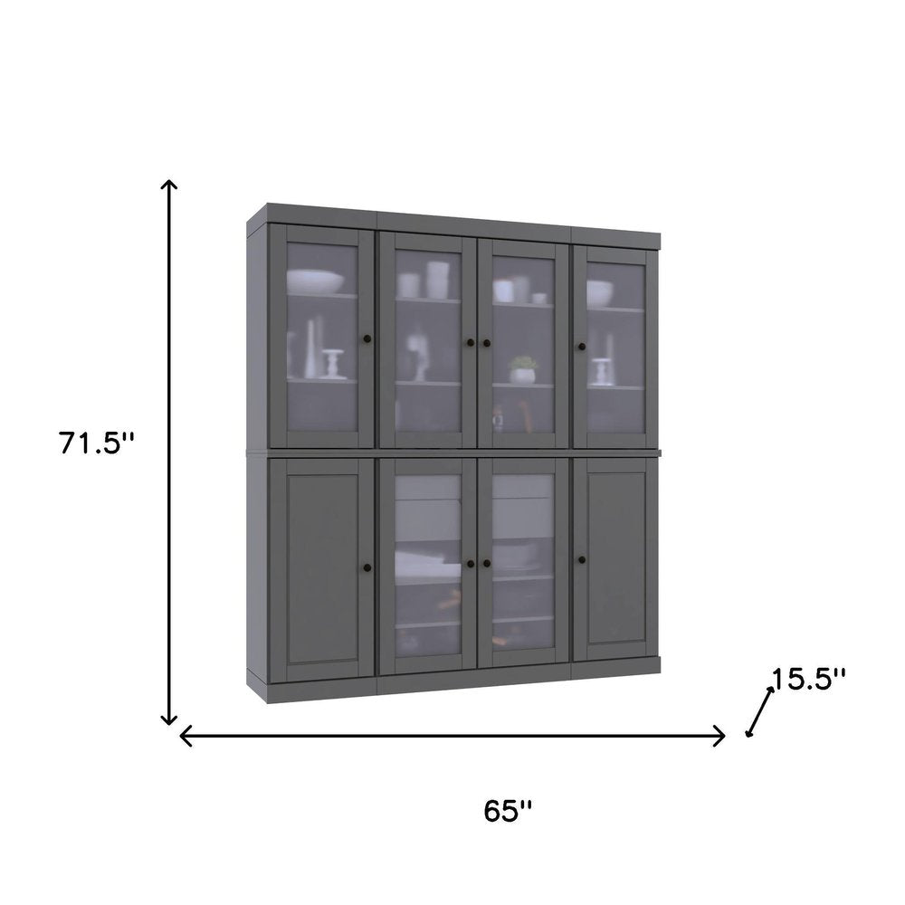 72" Gray Solid Wood 8 Two Drawer Pantry Or Storage Closet — view 2