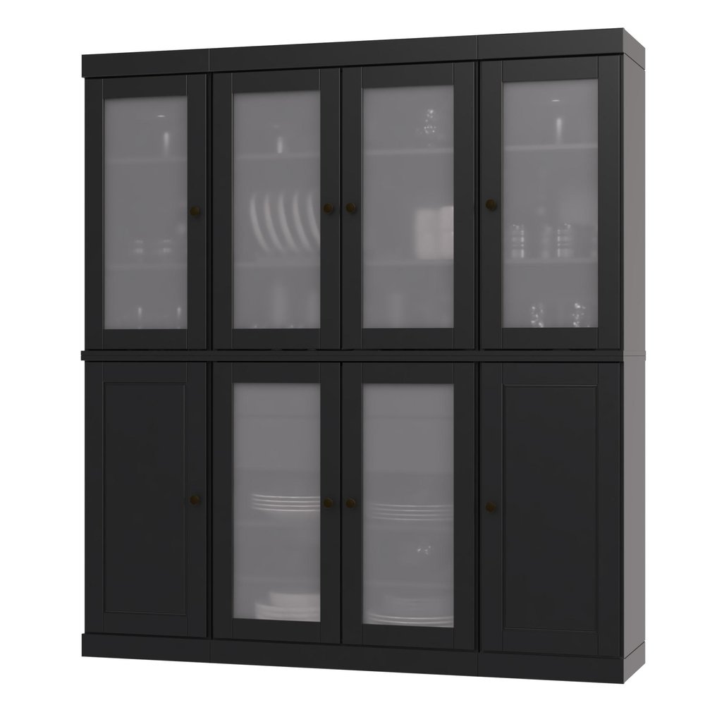 72" Black Solid Wood 8 Two Drawer Pantry Or Storage Closet — view 1