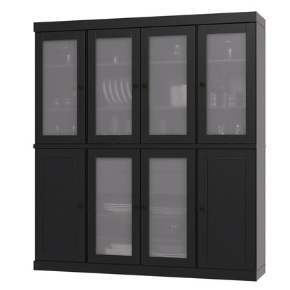 72" Black Solid Wood 8 Two Drawer Pantry Or Storage Closet HomeRoots