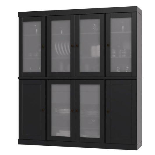 72" Black Solid Wood 8 Two Drawer Pantry Or Storage Closet HomeRoots