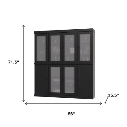 72" Black Solid Wood 8 Two Drawer Pantry Or Storage Closet HomeRoots