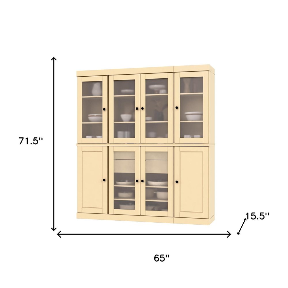 72" Yellow Solid Wood 8 Two Drawer Pantry Or Storage Closet HomeRoots