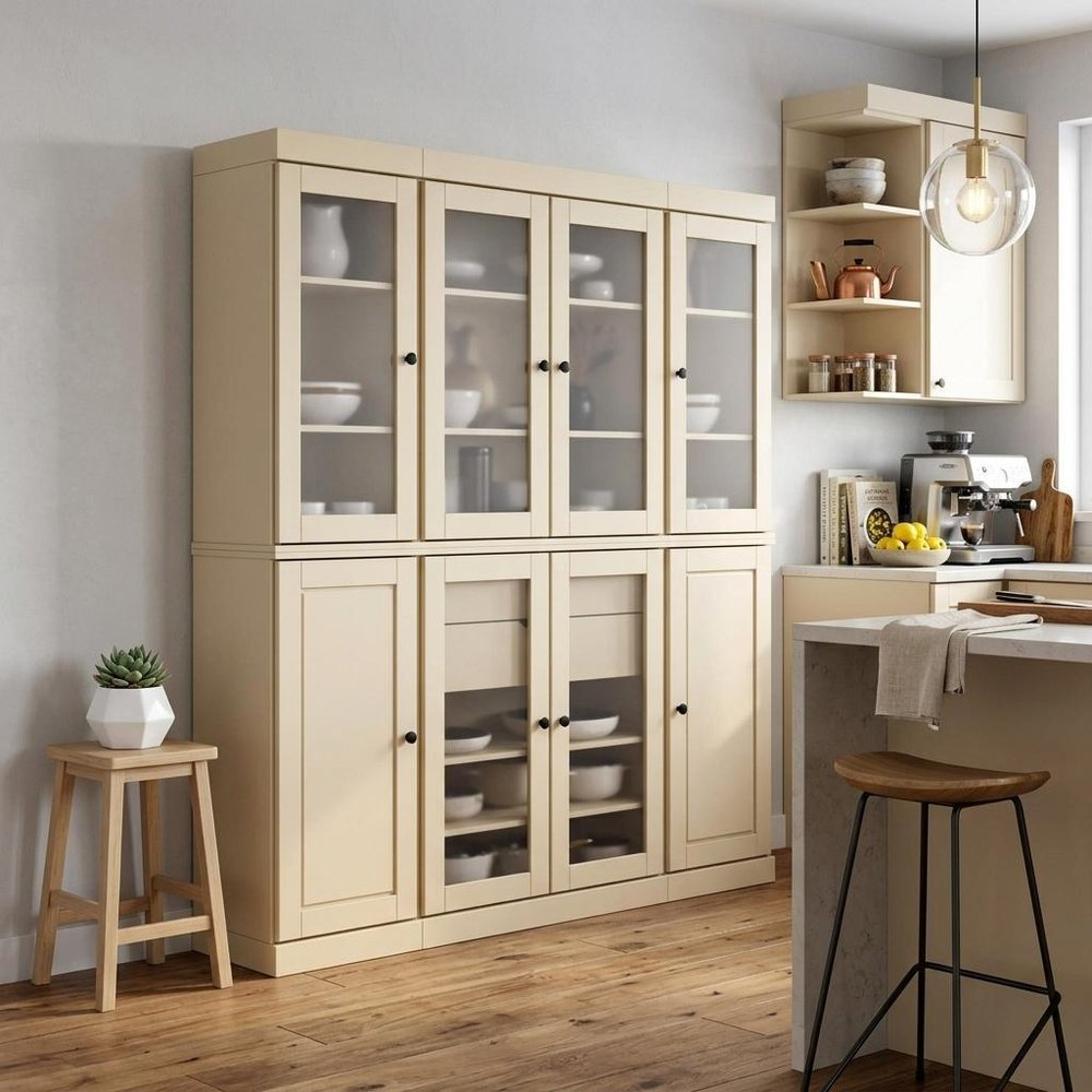 72" Yellow Solid Wood 8 Two Drawer Pantry Or Storage Closet — view 3
