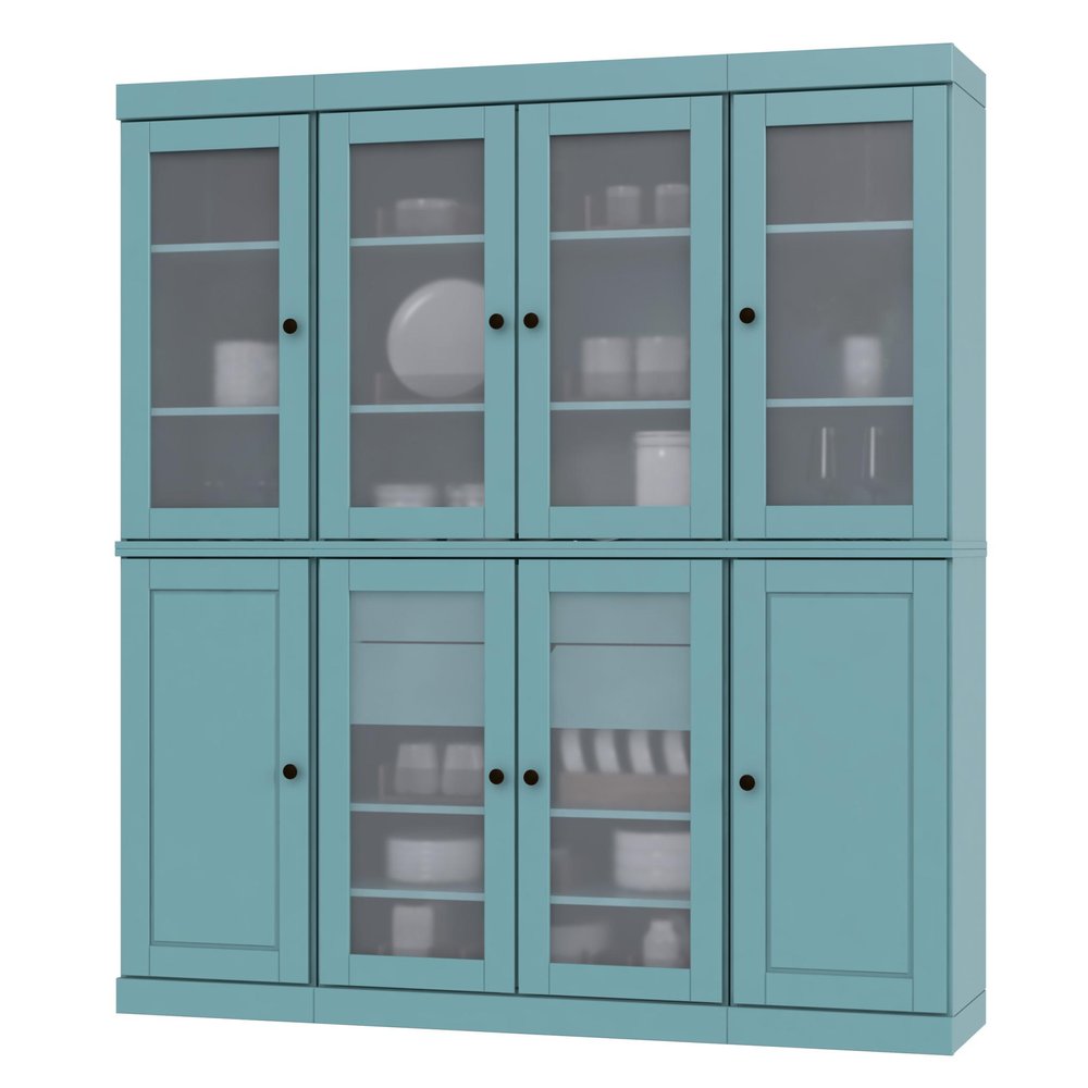 72" Aqua Solid Wood 8 Two Drawer Pantry Or Storage Closet — view 1