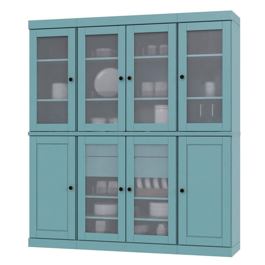72" Aqua Solid Wood 8 Two Drawer Pantry Or Storage Closet HomeRoots
