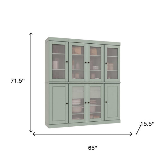 72" Sage Solid Wood 8 Two Drawer Pantry Or Storage Closet