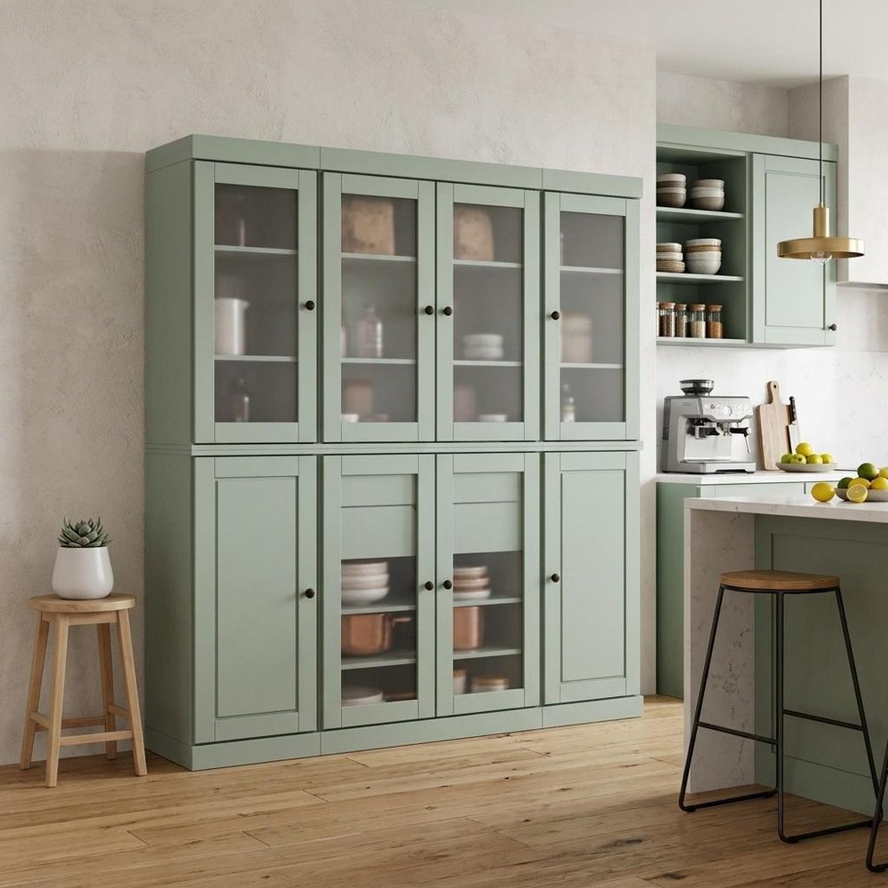 72" Sage Solid Wood 8 Two Drawer Pantry Or Storage Closet HomeRoots
