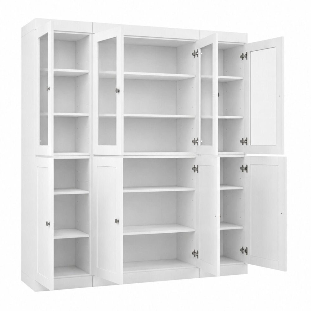 72" White Solid Wood 8 Pantry Or Storage Closet HomeRoots