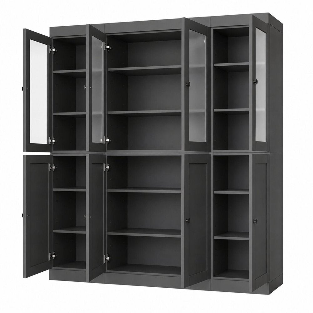 72" Gray Solid Wood 8 Pantry Or Storage Closet HomeRoots