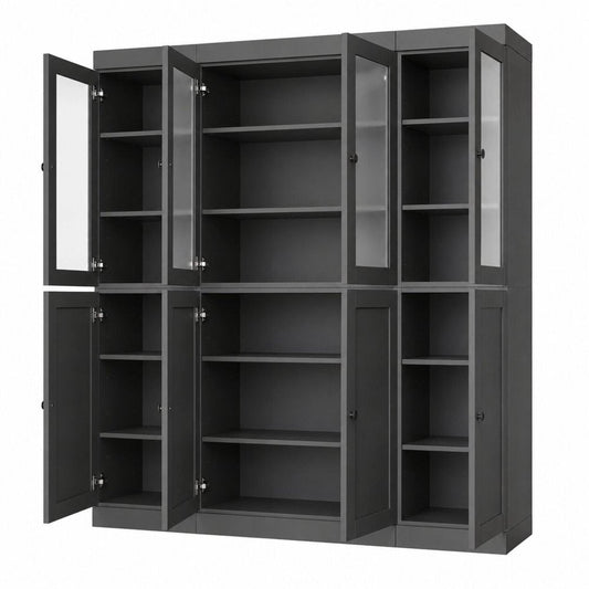 72" Gray Solid Wood 8 Pantry Or Storage Closet HomeRoots