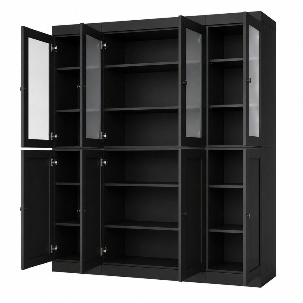 72" Black Solid Wood 8 Pantry Or Storage Closet — view 1